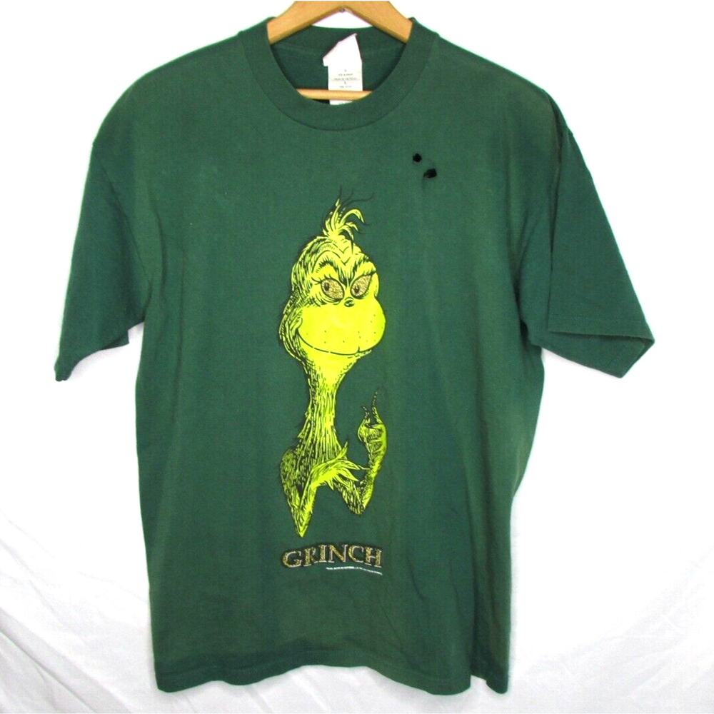 Seuss Wear Grinch Holiday T-Shirt Distressed Large USA Made Vintage 1997